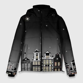 Мужская зимняя куртка 3D с принтом Ночной город и звездное небо в Кировске, верх — 100% полиэстер; подкладка — 100% полиэстер; утеплитель — 100% полиэстер | длина ниже бедра, свободный силуэт Оверсайз. Есть воротник-стойка, отстегивающийся капюшон и ветрозащитная планка. 

Боковые карманы с листочкой на кнопках и внутренний карман на молнии. | Тематика изображения на принте: 
