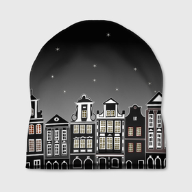 Шапка 3D с принтом Ночной город и звездное небо в Кировске, 100% полиэстер | универсальный размер, печать по всей поверхности изделия | Тематика изображения на принте: 
