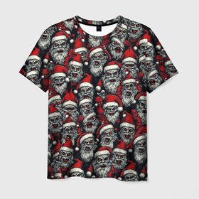 Мужская футболка 3D с принтом Плохой Санта Клаус в Санкт-Петербурге, 100% полиэфир | прямой крой, круглый вырез горловины, длина до линии бедер | Тематика изображения на принте: 