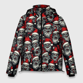 Мужская зимняя куртка 3D с принтом Плохой Санта Клаус в Санкт-Петербурге, верх — 100% полиэстер; подкладка — 100% полиэстер; утеплитель — 100% полиэстер | длина ниже бедра, свободный силуэт Оверсайз. Есть воротник-стойка, отстегивающийся капюшон и ветрозащитная планка. 

Боковые карманы с листочкой на кнопках и внутренний карман на молнии. | Тематика изображения на принте: 