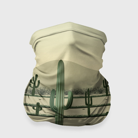 Бандана-труба 3D с принтом Поле кактусов в пустыне в Кировске, 100% полиэстер, ткань с особыми свойствами — Activecool | плотность 150‒180 г/м2; хорошо тянется, но сохраняет форму | 