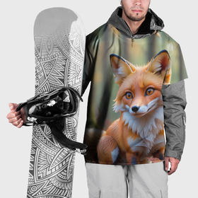 Накидка на куртку 3D с принтом Портрет лисы в осеннем лесу в Белгороде, 100% полиэстер |  | 