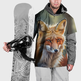 Накидка на куртку 3D с принтом Портрет лисы с осенними листьями в Курске, 100% полиэстер |  | Тематика изображения на принте: 