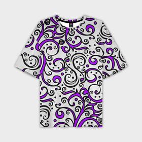 Мужская футболка oversize 3D с принтом Фиолетовые кружевные узоры в Санкт-Петербурге,  |  | 