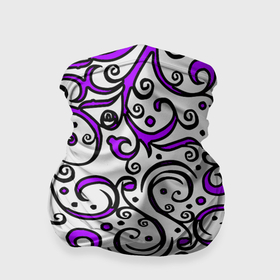 Бандана-труба 3D с принтом Фиолетовые кружевные узоры в Петрозаводске, 100% полиэстер, ткань с особыми свойствами — Activecool | плотность 150‒180 г/м2; хорошо тянется, но сохраняет форму | 