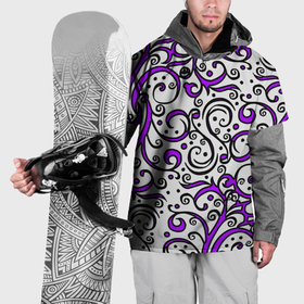 Накидка на куртку 3D с принтом Фиолетовые кружевные узоры в Тюмени, 100% полиэстер |  | 