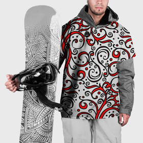 Накидка на куртку 3D с принтом Красный кружевной узор в Тюмени, 100% полиэстер |  | 