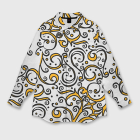 Мужская рубашка oversize 3D с принтом Жёлтый кружевной узор в Санкт-Петербурге,  |  | 