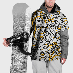 Накидка на куртку 3D с принтом Жёлтый кружевной узор в Тюмени, 100% полиэстер |  | 