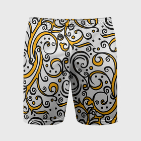 Мужские шорты спортивные с принтом Жёлтый кружевной узор в Санкт-Петербурге,  |  | 
