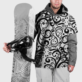 Накидка на куртку 3D с принтом Чёрный кружевной узор в Тюмени, 100% полиэстер |  | 