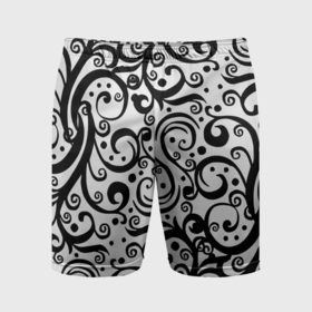 Мужские шорты спортивные с принтом Чёрный кружевной узор в Белгороде,  |  | 