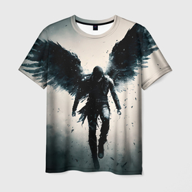 Мужская футболка 3D с принтом Dark angel , 100% полиэфир | прямой крой, круглый вырез горловины, длина до линии бедер | 