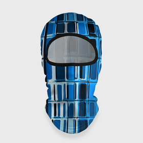 Балаклава 3D с принтом Синие прямоугольники в Екатеринбурге, 100% полиэстер, ткань с особыми свойствами — Activecool | плотность 150–180 г/м2; хорошо тянется, но при этом сохраняет форму. Закрывает шею, вокруг отверстия для глаз кайма. Единый размер | 