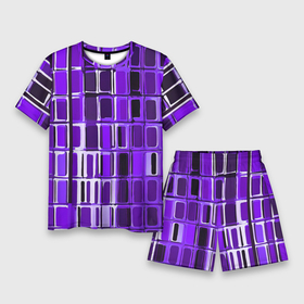 Мужской костюм с шортами 3D с принтом Фиолетовые прямоугольники ,  |  | Тематика изображения на принте: 