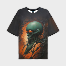 Мужская футболка oversize 3D с принтом Страшный инопланетянин в Курске,  |  | 
