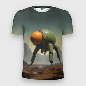 Мужская футболка 3D Slim с принтом Инопланетный шагоход , 100% полиэстер с улучшенными характеристиками | приталенный силуэт, круглая горловина, широкие плечи, сужается к линии бедра | 