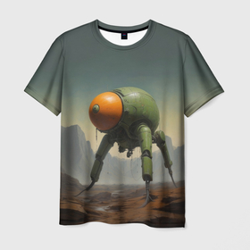 Мужская футболка 3D с принтом Инопланетный шагоход в Курске, 100% полиэфир | прямой крой, круглый вырез горловины, длина до линии бедер | 