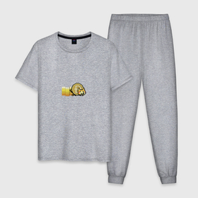 Мужская пижама хлопок с принтом Doge Coin в Тюмени, 100% хлопок | брюки и футболка прямого кроя, без карманов, на брюках мягкая резинка на поясе и по низу штанин
 | Тематика изображения на принте: 