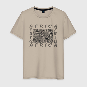 Мужская футболка хлопок с принтом Зебра из Африки , 100% хлопок | прямой крой, круглый вырез горловины, длина до линии бедер, слегка спущенное плечо. | 