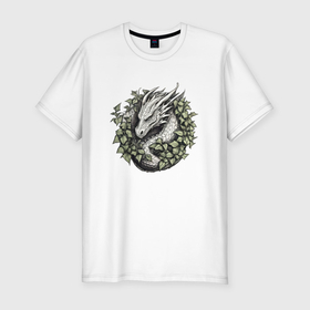 Мужская футболка хлопок Slim с принтом Древесный дракон в Курске, 92% хлопок, 8% лайкра | приталенный силуэт, круглый вырез ворота, длина до линии бедра, короткий рукав | 