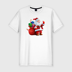 Мужская футболка хлопок Slim с принтом Классный Дед Мороз в Курске, 92% хлопок, 8% лайкра | приталенный силуэт, круглый вырез ворота, длина до линии бедра, короткий рукав | 