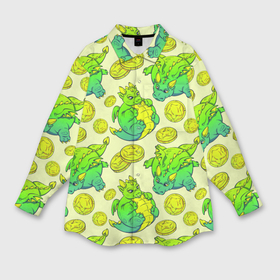 Мужская рубашка oversize 3D с принтом Круглые драконы с монетами, зеленый в Курске,  |  | 