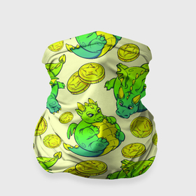 Бандана-труба 3D с принтом Круглые драконы с монетами, зеленый в Санкт-Петербурге, 100% полиэстер, ткань с особыми свойствами — Activecool | плотность 150‒180 г/м2; хорошо тянется, но сохраняет форму | 