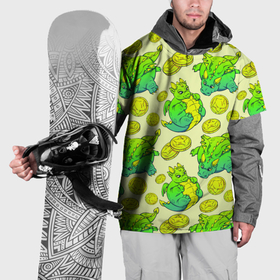 Накидка на куртку 3D с принтом Круглые драконы с монетами, зеленый в Санкт-Петербурге, 100% полиэстер |  | Тематика изображения на принте: 