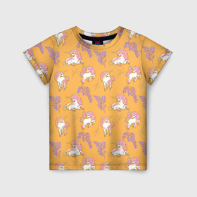 Детская футболка 3D с принтом Единорог цветная грива в Тюмени, 100% гипоаллергенный полиэфир | прямой крой, круглый вырез горловины, длина до линии бедер, чуть спущенное плечо, ткань немного тянется | Тематика изображения на принте: 