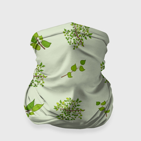 Бандана-труба 3D с принтом Веточки с зелеными листьями растение в Петрозаводске, 100% полиэстер, ткань с особыми свойствами — Activecool | плотность 150‒180 г/м2; хорошо тянется, но сохраняет форму | 