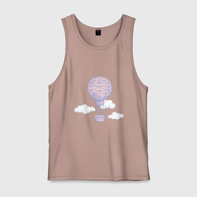 Мужская майка хлопок с принтом Воздушный шар в облаках в Курске, 100% хлопок |  | Тематика изображения на принте: 