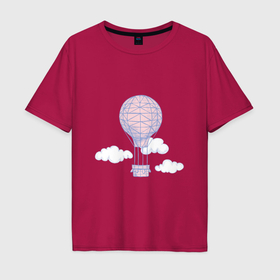 Мужская футболка хлопок Oversize с принтом Воздушный шар в облаках в Курске, 100% хлопок | свободный крой, круглый ворот, “спинка” длиннее передней части | Тематика изображения на принте: 