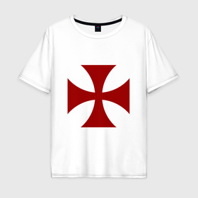 Мужская футболка хлопок Oversize с принтом Крест рыцарей тамплиеров в Кировске, 100% хлопок | свободный крой, круглый ворот, “спинка” длиннее передней части | 