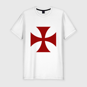Мужская футболка хлопок Slim с принтом Крест рыцарей тамплиеров в Кировске, 92% хлопок, 8% лайкра | приталенный силуэт, круглый вырез ворота, длина до линии бедра, короткий рукав | 