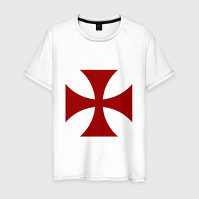 Мужская футболка хлопок с принтом Крест рыцарей тамплиеров в Кировске, 100% хлопок | прямой крой, круглый вырез горловины, длина до линии бедер, слегка спущенное плечо. | 