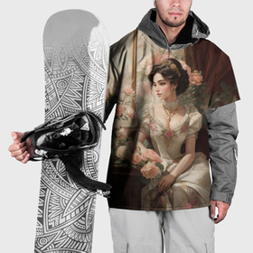 Накидка на куртку 3D с принтом Девушка в комнате с розами в Белгороде, 100% полиэстер |  | 