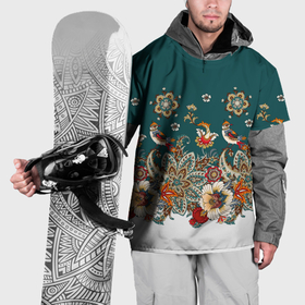 Накидка на куртку 3D с принтом Индийский орнамент с птицами в Кировске, 100% полиэстер |  | 