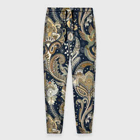 Мужские брюки 3D с принтом Индийские этнические узоры пейсли в Курске, 100% полиэстер | манжеты по низу, эластичный пояс регулируется шнурком, по бокам два кармана без застежек, внутренняя часть кармана из мелкой сетки | Тематика изображения на принте: 
