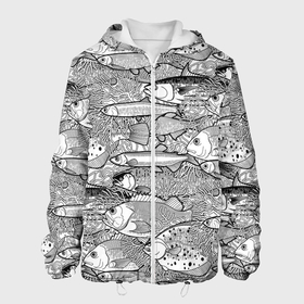Мужская куртка 3D с принтом Экзотические рыбы в кораллах в Новосибирске, ткань верха — 100% полиэстер, подклад — флис | прямой крой, подол и капюшон оформлены резинкой с фиксаторами, два кармана без застежек по бокам, один большой потайной карман на груди. Карман на груди застегивается на липучку | 