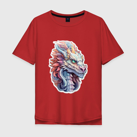 Мужская футболка хлопок Oversize с принтом Colorful dragon в Курске, 100% хлопок | свободный крой, круглый ворот, “спинка” длиннее передней части | 
