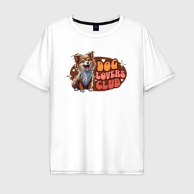 Мужская футболка хлопок Oversize с принтом Клуб любителей собак , 100% хлопок | свободный крой, круглый ворот, “спинка” длиннее передней части | 