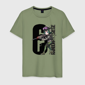 Мужская футболка хлопок с принтом Tom Clancys Rainbow Six siege в Санкт-Петербурге, 100% хлопок | прямой крой, круглый вырез горловины, длина до линии бедер, слегка спущенное плечо. | Тематика изображения на принте: 