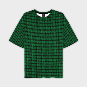 Мужская футболка oversize 3D с принтом Зелёный бинарный код в Белгороде,  |  | 