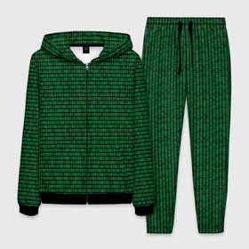 Мужской костюм 3D с принтом Зелёный бинарный код в Белгороде, 100% полиэстер | Манжеты и пояс оформлены тканевой резинкой, двухслойный капюшон со шнурком для регулировки, карманы спереди | 
