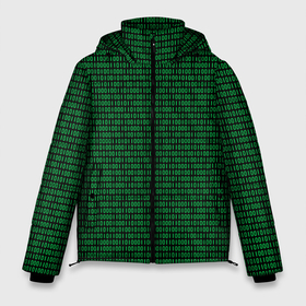 Мужская зимняя куртка 3D с принтом Зелёный бинарный код в Белгороде, верх — 100% полиэстер; подкладка — 100% полиэстер; утеплитель — 100% полиэстер | длина ниже бедра, свободный силуэт Оверсайз. Есть воротник-стойка, отстегивающийся капюшон и ветрозащитная планка. 

Боковые карманы с листочкой на кнопках и внутренний карман на молнии. | 