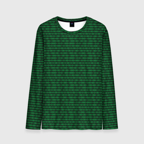 Мужской лонгслив 3D с принтом Зелёный бинарный код в Санкт-Петербурге, 100% полиэстер | длинные рукава, круглый вырез горловины, полуприлегающий силуэт | 
