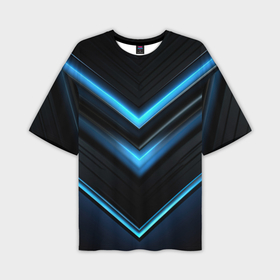 Мужская футболка oversize 3D с принтом Галактическая абстракция синяя в Екатеринбурге,  |  | 