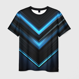 Мужская футболка 3D с принтом Галактическая абстракция синяя в Екатеринбурге, 100% полиэфир | прямой крой, круглый вырез горловины, длина до линии бедер | Тематика изображения на принте: 