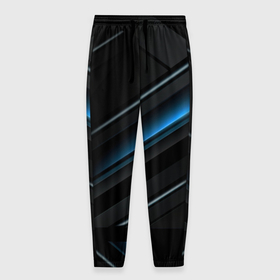 Мужские брюки 3D с принтом Абстрактная вселенная синего и черного в Кировске, 100% полиэстер | манжеты по низу, эластичный пояс регулируется шнурком, по бокам два кармана без застежек, внутренняя часть кармана из мелкой сетки | 